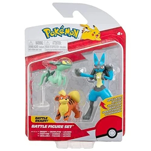 Pokèmon PKW2677 Battle Figure Set-Comes with Growlithe, Dreepy and Lucario Cover