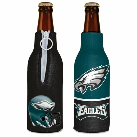 Philadelphia Eagles Bottle Cooler 12 oz Zip Up Koozie Jacket NFL Two Sided Cover