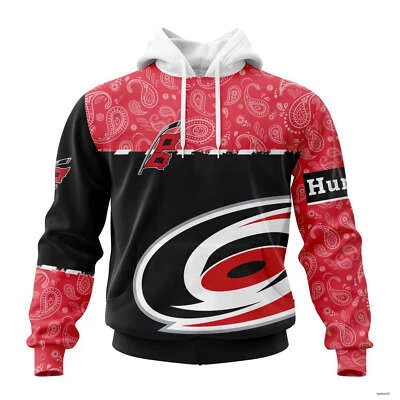 Personalized Carolina Hurricanes Hoodie Pullover Paisley Pattern Hockey Team - Image 1 of 3