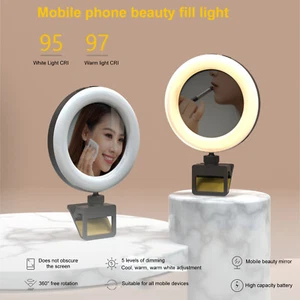 Selfie LED Ring Fill Light Camera Rechargeable Clip-on Light for Phone Laptop AU - Picture 1 of 11