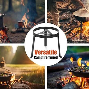 Folding Camping Tripod Open Fire Cooking Stand for Outside BBQ Backpacking - Picture 1 of 6