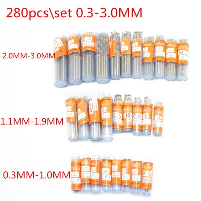 280PCS 0.3-3.0mm Mini Micro HSS Precision Twist Drilling for PCB Crafts Jewelry - Image 1 of 4
