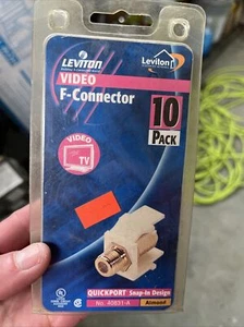 10 Leviton AlmondQuickport Gold F-Type Coaxial Cable Connector Jack Coax 40831-a - Picture 1 of 3