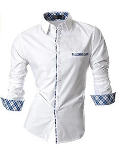 jeansian Men's Slim Fit Long Sleeves Casual Button - Picture 1 of 3