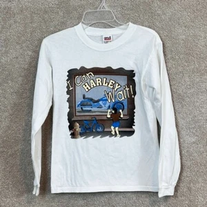 Anvil Long sleeve Shirt " I can Harley Wait " graphic Youth Size Large - Picture 1 of 9