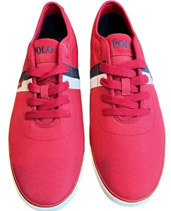 Ralph Lauren Polo Hombre’s 11D Lona Tenis Rojo Pony Halford Parte Superior Baja Cordones Extra - Imagen 1 de 8