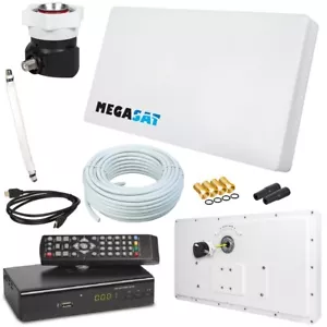 SAT Flachantenne SINGLE + HD RECEIVER + Kabel + Fensterhalterung + H30 D1 HDTV - Bild 1 von 7