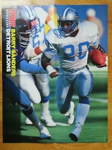 Seltener Zeitungskiosk SPORT Magazin BARRY SANDERS / WARREN MOON doppelseitiges Poster - Bild 1 von 2