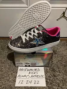 DS 2022 Skechers Street Los Angeles Dark Glitter Star Girls Sz 6Y - Picture 1 of 10