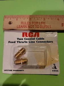 RCA 2 COAXIAL CABLE FEED THRU/IN LINE CONNECTORS "F" TYPE VH66 NEW SFH - Picture 1 of 3