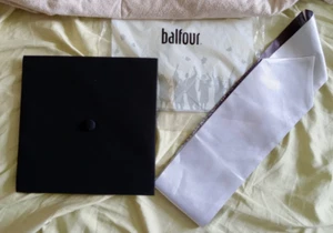 Balfour Black Graduation/Cosplay Cap 100% Polyester EUC + Stole - Picture 1 of 3