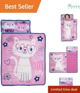 Toddler Nap Mat Set Polyester Fleece Pillow Blanket for Daycare Girls - Picture 1 of 10