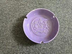 Vintage 1950s Disneyland Coat Of Arms Crest Purple Ceramic Ashtray - Picture 1 of 4
