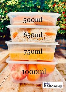 Heavy Duty Clear Plastic Takeaway Food Containers with Lids Reusable, BPA Free