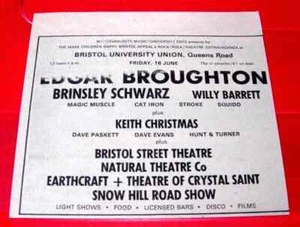 Edgar Broughton/Brinsley Schwarz Gig Vintage ORIG 1972 Press/Mag ADVERT 5"x 4.5" - Imagen 1 de 3