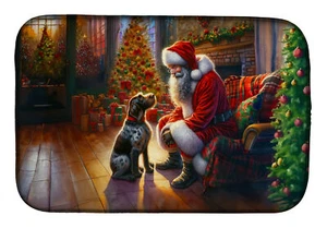 German Wirehaired Pointer and Santa Claus Dish Drying Mat DAC4116DDM - Picture 1 of 3