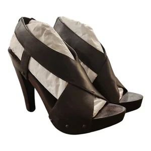 Diane von Furstenberg Flynn Dark Bark Vacchetta Clog Sandals Women's 8M NIB - Picture 1 of 17