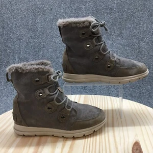 Sorel Boots Womens 8 Explorer Joan Snow Winter Fur Lined NL3039-052 Gray Leather - Picture 1 of 17