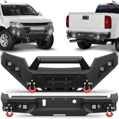 For 2015-2022 Chevy Colorado Steel Front/Rear Bumper W/ Winch Plate & LED Lights Foto 1 de 4