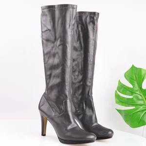 Franco Sarto Womens Lesson Boots Size 11 M Tall Gray High Heel Platform Pull On - Foto 1 di 19