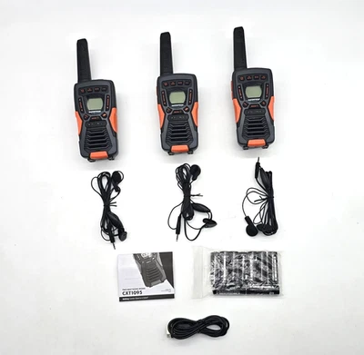 Gently used Cobra CXT1095-3PH Two-Way Waterproof Radios W/ 3 New Earbuds - Image 1 of 2