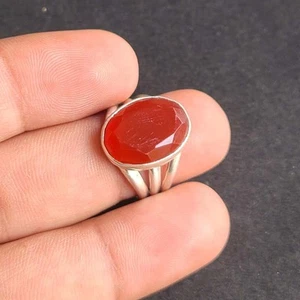 Natural Cut Red Onyx 925 Sterling Silver Handmade Dainty Ring All Size Available - Picture 1 of 9