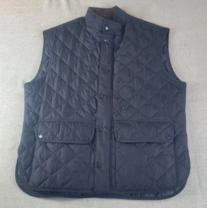 Barbour Lowerdale Gilet Vest Mens XL Navy Blue Quilted Puffer Snap Zip Pockets - Picture 1 of 18