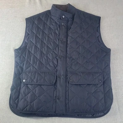 Barbour Lowerdale Gilet Vest Mens XL Navy Blue Quilted Puffer Snap Zip Pockets - Image 1 of 4