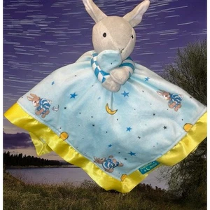 Goodnight Moon Lovey Security Baby Blanket Plush Bunny Rabbit Satin Stars 17" - Picture 1 of 10