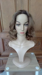 Bob T PART Gewellt Ashblond Echthaar Perücke 35 Cm Front Lace Blond Wig - Bild 1 von 7