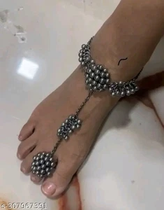 Vintage Women Oxidized Ghungroo Anklet Fancy Design Handmade Wedding Payal - Picture 1 of 3