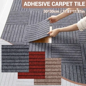 1-100Pcs Peel and Stick Carpet Tile Self Adhesive Floor DIY Office Home 12x12'' - Picture 1 of 27