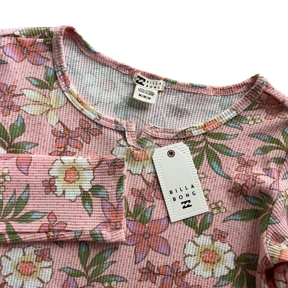 Blusa Térmica Manga Longa Billabong Menina Med Rosa Feelin Floral Pêssego Pequeno Divertido - Imagem 1 de 4