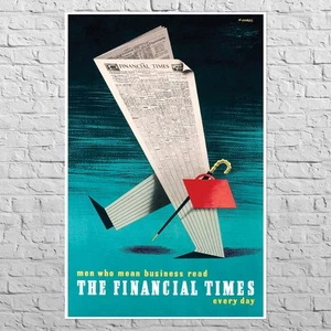 Poster Financial Times, 1951 | 20x30" Big size | Office decor, old newspaper ad - Picture 1 of 4