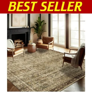 6x9 Washable Floral Area Rug - Vintage Boho Non-Slip Carpet for Indoor Elegance - Picture 1 of 7