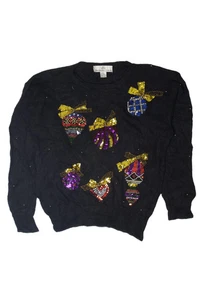 Vintage Pailletten Ornamente Ugly Christmas Pullover (90er Jahre) - Bild 1 von 4