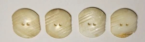 Vintage Carved Shell Buttons Oval 2 Hole Set of 4 Sewing Craft Lot - Picture 1 of 4