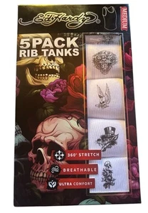 Paquete de 5 tanques acanalados elásticos activos Ed Hardy para hombre talla M atletismo atlético - Imagen 1 de 8