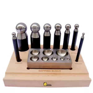 8 PCs Doming Block and Punch Set with stand Steel Dapping Metal Shaping Tool Kit - Picture 1 of 2
