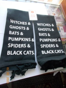 2 neue Geschirrtücher / Geschirrtücher schwarz mit weißem Halloween Motiv Schriftzug - Bild 1 von 3
