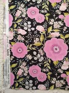 Dena Designs PWDF246 Isabelle Fleurette Pink Black Floral Quilt Fabric 13"x45" - Picture 1 of 5