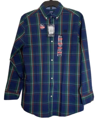 Chaps New Boy’s Oxford Shirt 18 20 XL Blue Green Plaid Cotton Blend School - Image 1 of 4