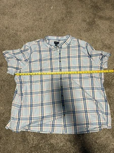 Harbor Bay 6XL Button Down Shirt - Short Sleeves - Blue Yellow Red Plaid - Picture 1 of 3