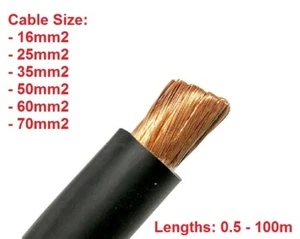 Pure Copper Flexi PVC Battery Welding Cable Black 110-485A Amps 0.5-100M Metres - Picture 1 of 7