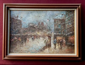 Original Edward Barton Oil Painting • Paris France 24 x 36 inches • Framed - Picture 1 of 7