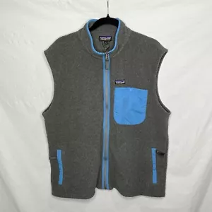 Patagonia Synchilla Vest Mens Large Gray Blue Karstens Fleece Zip Outdoor Preppy - Picture 1 of 12
