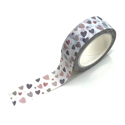Pink Gray Hearts Washi Tape Valentines Scrapbooking Journals Cardmaking - Image 1 of 2