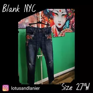 Blank NYC Floral Detailed Skinny Jeans Size 27" W - Picture 1 of 10