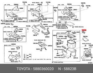 Scatola OE originale, vano console, 5880360020 per TOYOTA 58803-60020 - Foto 1 di 1
