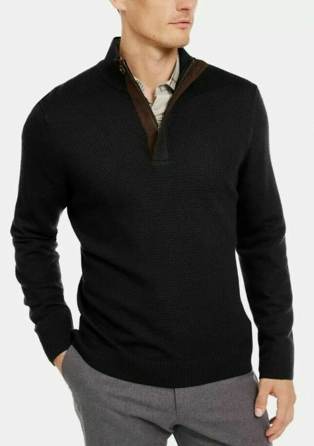 Suéter Pullover Tejido TASSO ELBA Negro Texturizado Cuarto Cremallera NUEVO 2XL XXL Foto 1 de 1